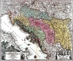SEUTTER,  GEORG MATTHÄUS: MAP OF DALMATIA, CROATIA, SLAVONIA, BOSNIA, SERBIA AND ISTRIA